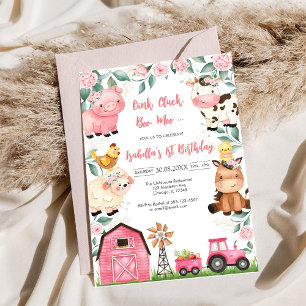 Oink Baa Quack Moo Farm Animals Birthday Invitation