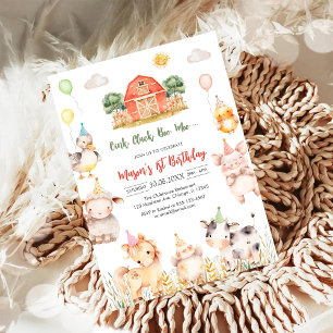 Oink Baa Quack Moo Farm Animals Birthday Invitation