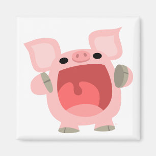 "OINK!!!" Cute Cartoon Pig Magnet