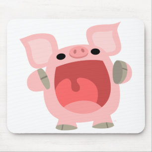 "OINK!!!" Cute Cartoon Pig Mousepad