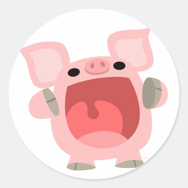 "OINK!!!" Cute Cartoon Pig Sticker (Front)