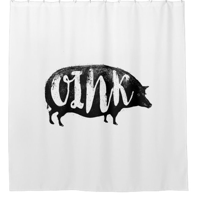 OINK Funny Vintage Pig Shower Curtain (Front)