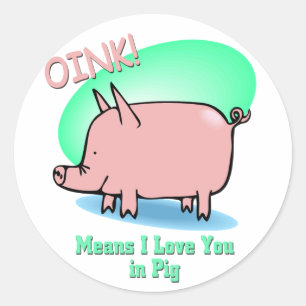 Oink means I Love You Classic Round Sticker