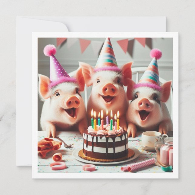 Oink! Oink! Calling all party animals, farm invite (Front)