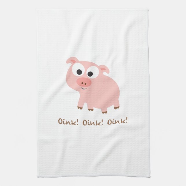 Oink! Oink! Oink! Tea Towel (Vertical)
