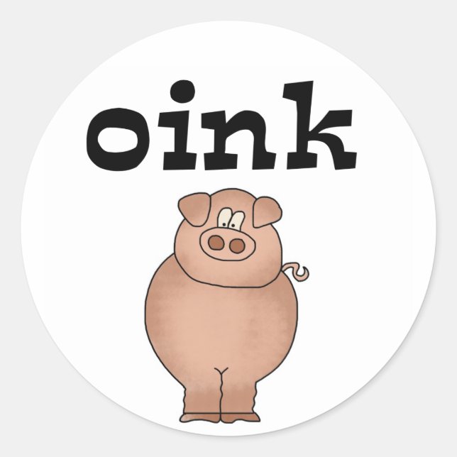 Oink Pig T-shirts and Gifts Classic Round Sticker (Front)