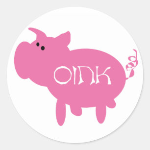 Oink Pink Pig Classic Round Sticker