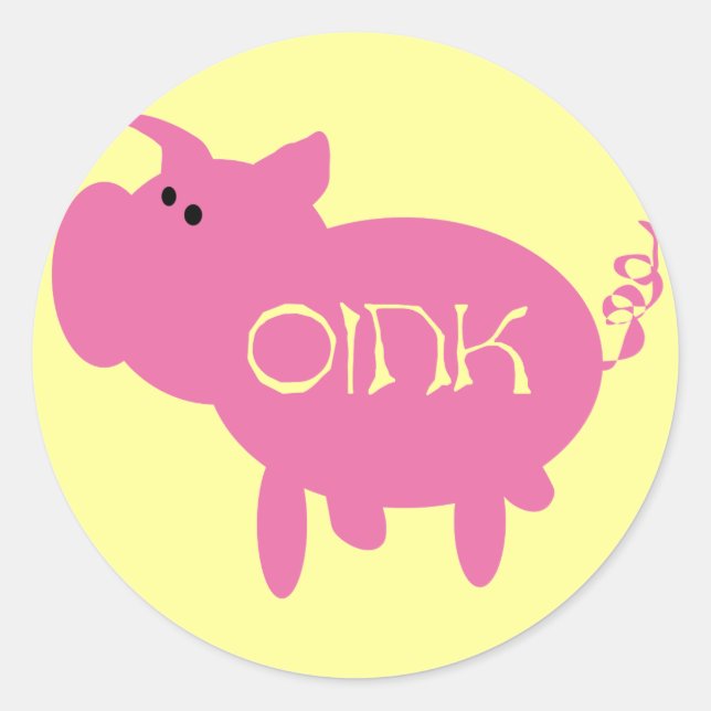 Oink Pink Pig Tshirts and Gifts Classic Round Sticker (Front)