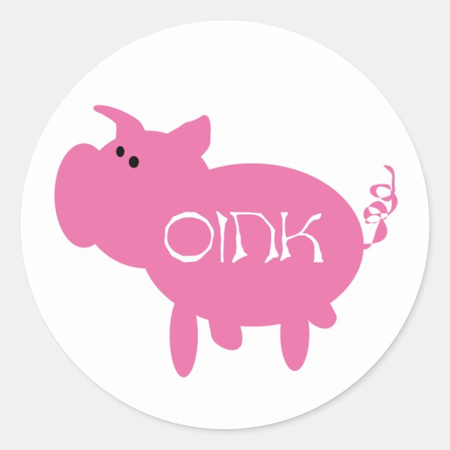 Oink Pink Pig Tshirts and Gifts Classic Round Sticker (Front)