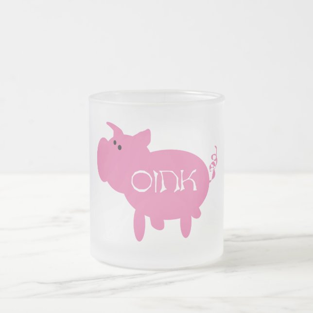 Oink Pink Pig Tshirts and Gifts Frosted Glass Coffee Mug (Center)