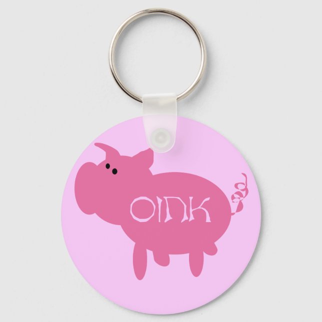 Oink Pink Pig Tshirts and Gifts Key Ring (Front)