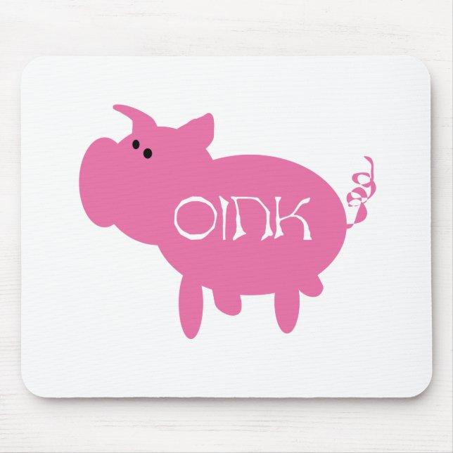 Oink Pink Pig Tshirts and Gifts Mouse Mat (Front)