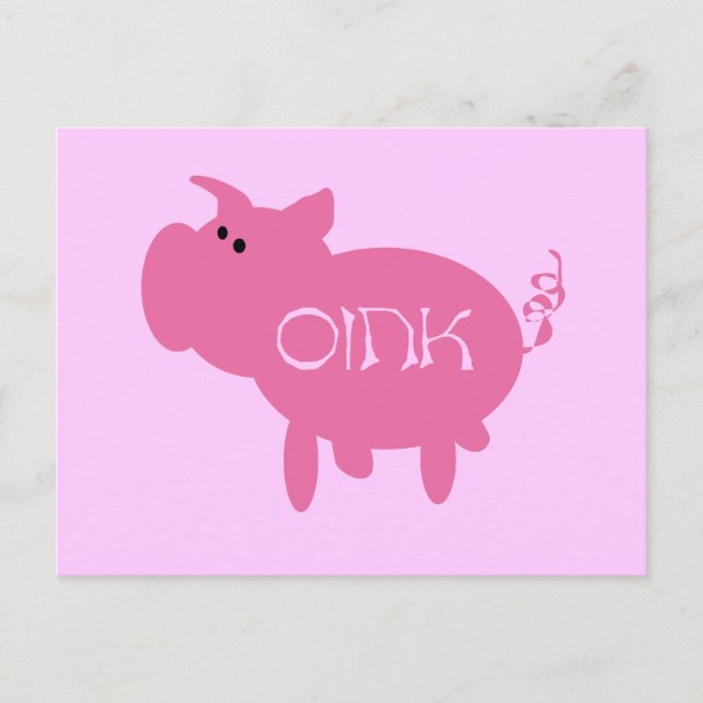 Oink Pink Pig Tshirts and Gifts Postcard (Front)