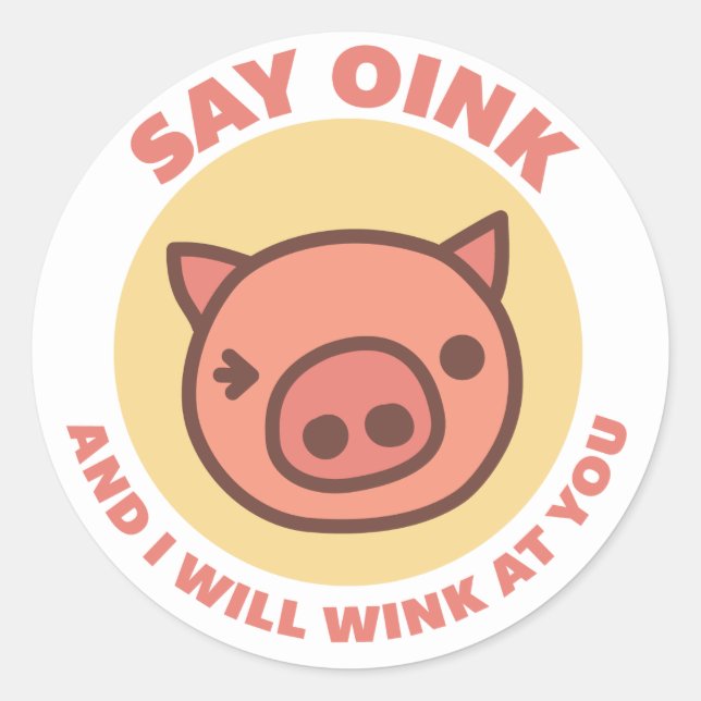 Oink the Piggy Classic Round Sticker (Front)