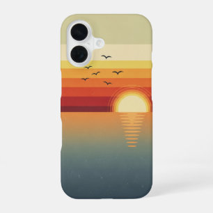 Oiseaux au-dessus de l’océan rétro iPhone 16 case