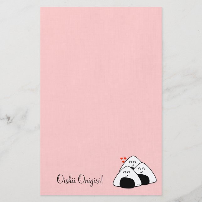 Oishii Onigiri Stationary (Pale Pink) Stationery (Front)