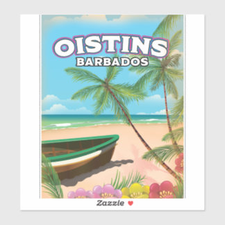Oistins Barbados vintage beach poster