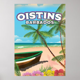 Oistins Barbados vintage beach poster