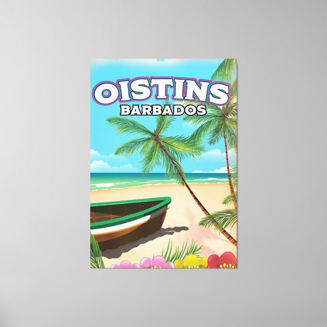 Oistins Barbados vintage beach poster Canvas Print (Front)