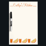 OJ Orange Juice Fruity Kitchen Breakfast Brunch Dry Erase Board<br><div class="desc">Design features an original marker illustration of a wedge of orange citrus fruit and a glass of fresh-squeezed Florida orange juice. This orange illustration is also available on other products. Coordinating citrus fruit illustrations are also available. Don't see what you're looking for? Need help with customisation? Click "contact this designer"...</div>