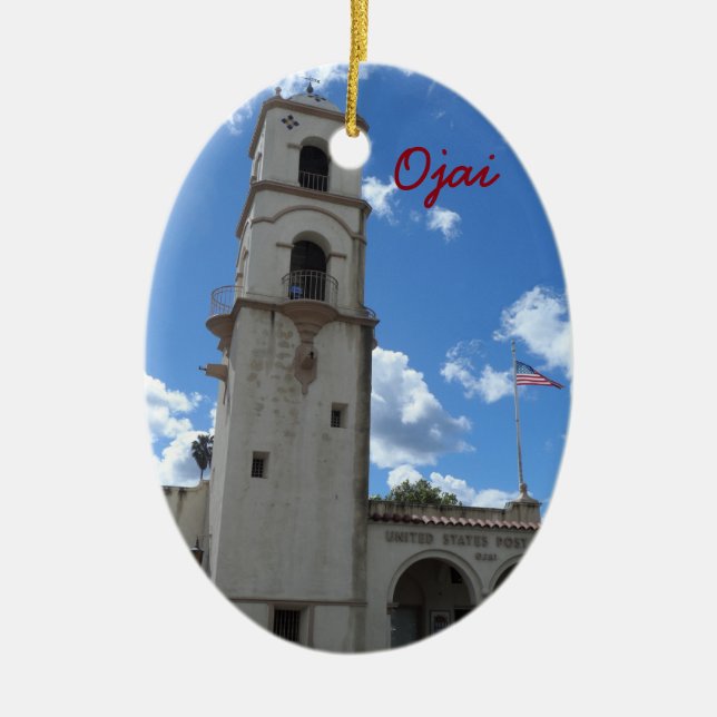 Ojai, California Ceramic Tree Decoration (Front)