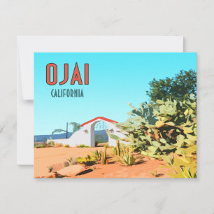 Ojai California Succulent Cactus Vintage Flat Card