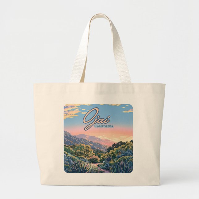 Ojai California Topa Topa Mountains Landscape Large Tote Bag (Front)