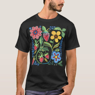 Ojibwe Floral Pattern Native Flowers T-Shirt