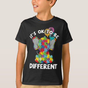 Ok Be Different Autistic Elephant Bylloons Autism T-Shirt