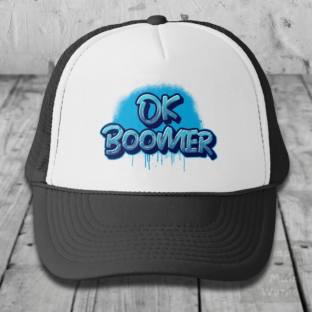 Ok Boomer in Blue Graffiti Trucker Hat (Creator Uploaded)