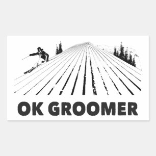 Ok Groomer Skiing Rectangular Sticker