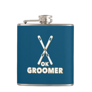Ok Groomer Skis Hip Flask