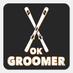 Ok Groomer Skis Square Sticker