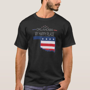 OK Oklahoma My Happy Place  USA States Flag Map T-Shirt