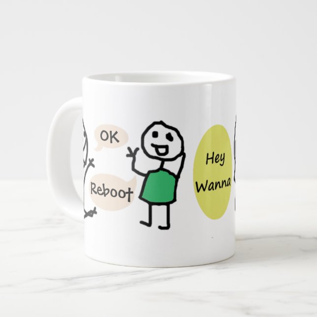 OK Reboot & Go Away Jumbo Mug by RoseWrites (Front Left)