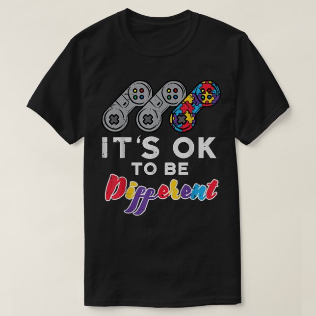 Ok To Be Different Gamer Boys Autism Awareness Gir T-Shirt (Design Front)