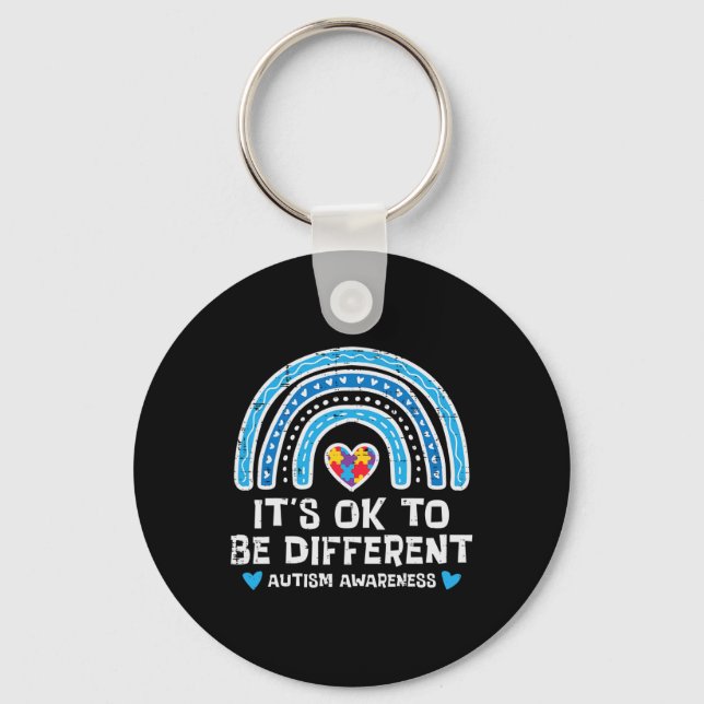 Ok To Be Different Rainbow Autism Awareness Girls  Key Ring (Front)