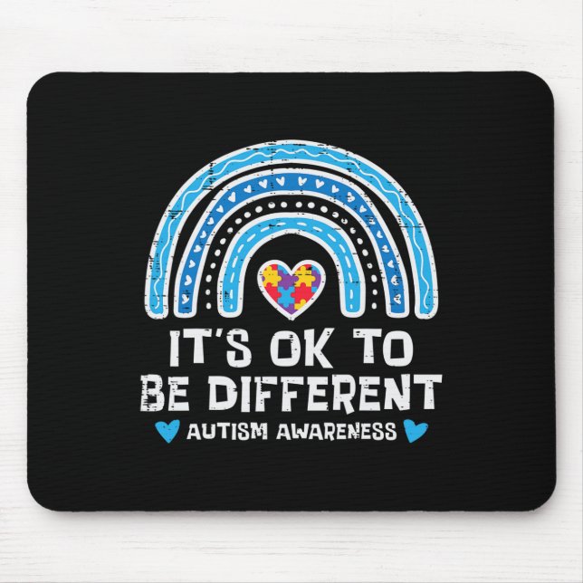 Ok To Be Different Rainbow Autism Awareness Girls  Mouse Mat (Front)
