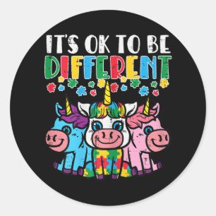 Ok To Be Different Unicorn Autism Awareness Toddle Classic Round Sticker
