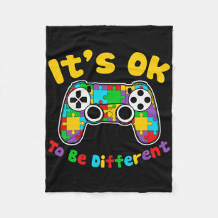 Ok To Be Different Video Gamer Gaming Autism Aware Fleece Blanket