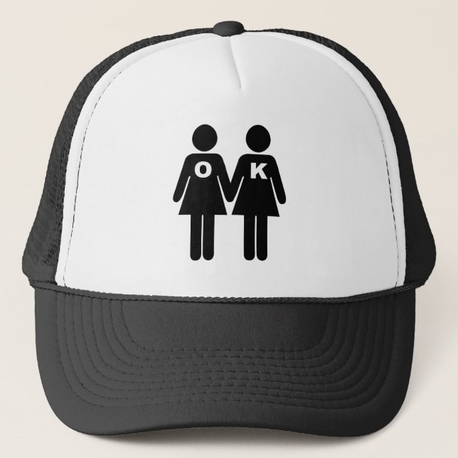 OK TO BE GAY (lesbian) Trucker Hat (Front)