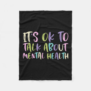 Ok To Talk About Mental Health Awareness Green Rib Fleece Blanket
