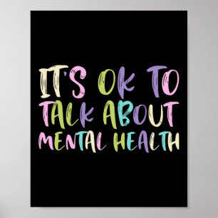 Ok To Talk About Mental Health Awareness Green Rib Poster