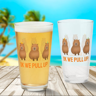 "Ok We Pull Up!" Funny Capybara Meme Glass