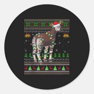 Oka Ugly Christmas Sweaters Holiday Santa Cute Xma Classic Round Sticker