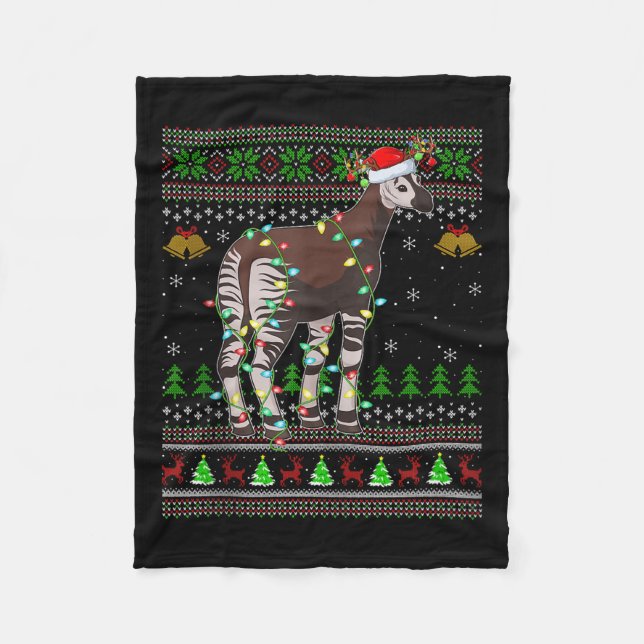 Oka Ugly Christmas Sweaters Holiday Santa Cute Xma Fleece Blanket (Front)