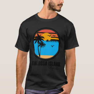 Okaloosa Island Florida Sunset Ocean Palm Tree Fis T-Shirt