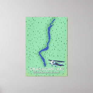 Okanagan Lake British Columbia Canada map Canvas Print