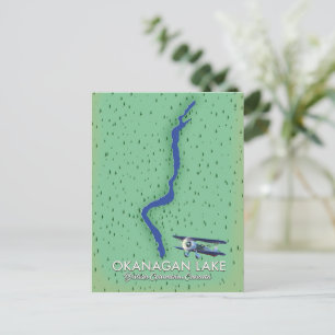 Okanagan Lake British Columbia Canada map Postcard