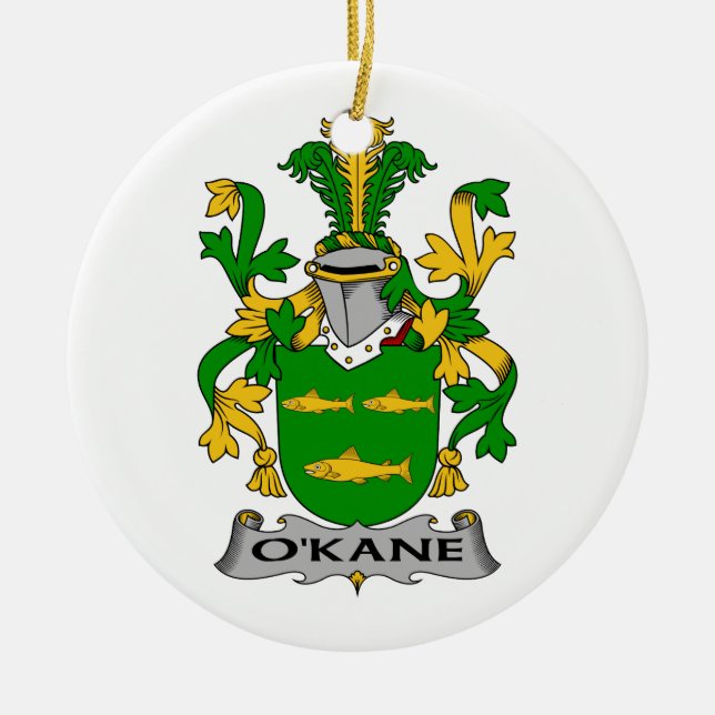 O'Kane Family Crest Ceramic Tree Decoration (Front)